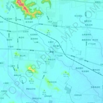 Topografische Karte 张镇, Höhe, Relief