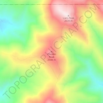 Topografische Karte Chicken Peak, Höhe, Relief