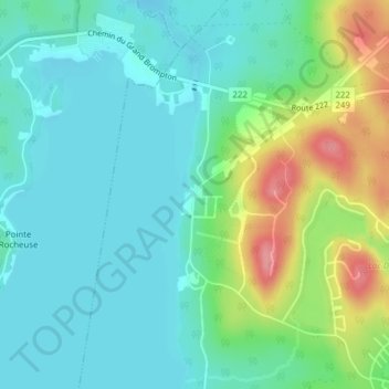 Topografische Karte Lac-Brompton, Höhe, Relief