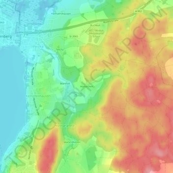 Topografische Karte Harkirchen, Höhe, Relief