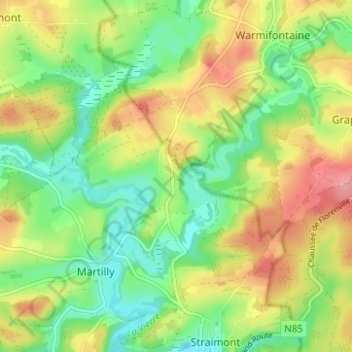Topografische Karte Menugoutte, Höhe, Relief