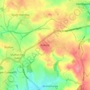Topografische Karte Brierley, Höhe, Relief