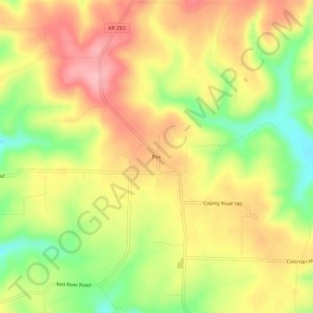 Topografische Karte Fox, Höhe, Relief