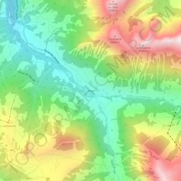 Topografische Karte L'Étivaz, Höhe, Relief