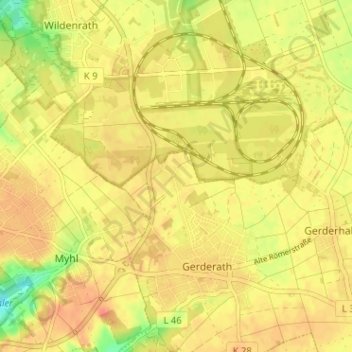 Topografische Karte Vossem, Höhe, Relief