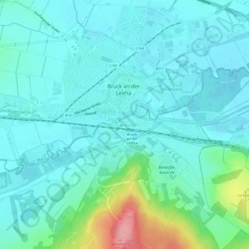 Topografische Karte Bruckneudorf, Höhe, Relief