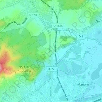 Topografische Karte Maison Rouge, Höhe, Relief