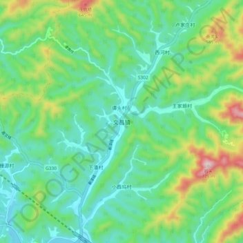 Topografische Karte 文昌镇, Höhe, Relief