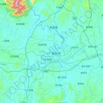 Topografische Karte 北塔区, Höhe, Relief