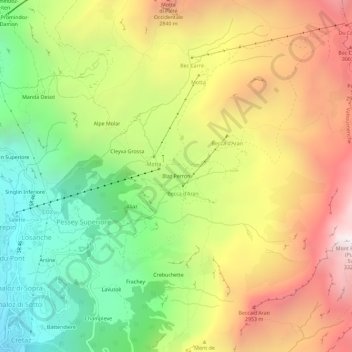 Topografische Karte Illaz Perron, Höhe, Relief