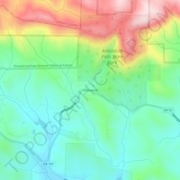 Topografische Karte Amicalola, Höhe, Relief