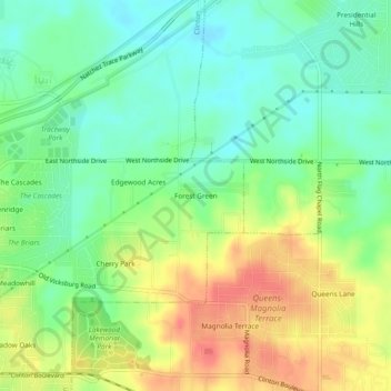 Topografische Karte Forest Green, Höhe, Relief