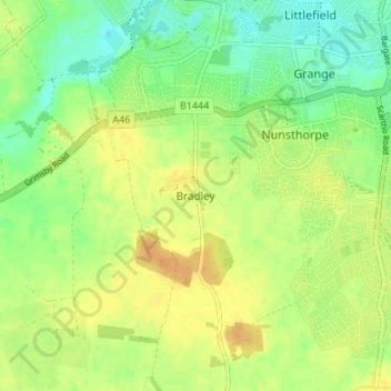 Topografische Karte Bradley, Höhe, Relief