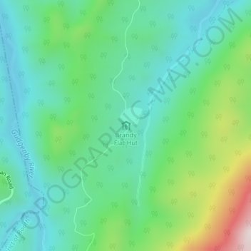 Topografische Karte Brandy Flat Hut, Höhe, Relief