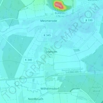 Topografische Karte Idensen, Höhe, Relief