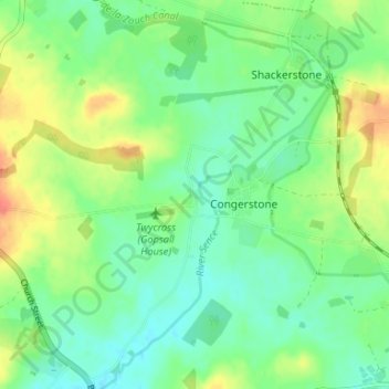 Topografische Karte Bilstone, Höhe, Relief