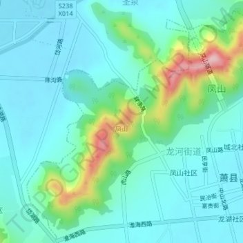 Topografische Karte 凤山, Höhe, Relief