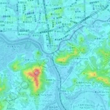 Topografische Karte 羅湖村, Höhe, Relief