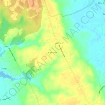 Topografische Karte Park Pines, Höhe, Relief