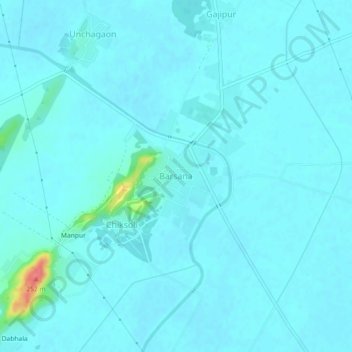 Topografische Karte Barsana, Höhe, Relief