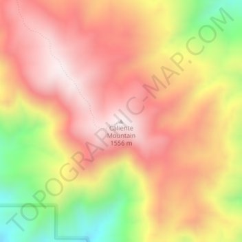 Topografische Karte Caliente Mountain, Höhe, Relief