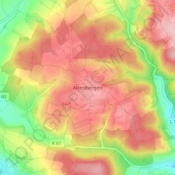 Topografische Karte Altenbergen, Höhe, Relief