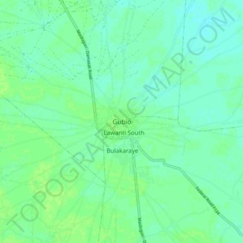 Topografische Karte Gubio, Höhe, Relief
