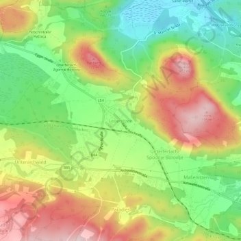 Topografische Karte Ledenitzen, Höhe, Relief