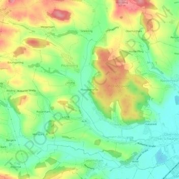 Topografische Karte Pitzenbergholz, Höhe, Relief