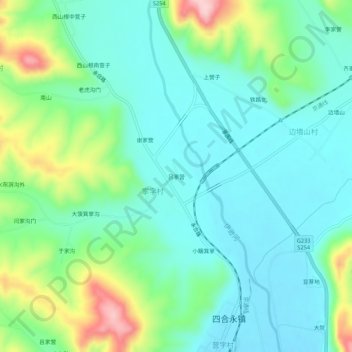 Topografische Karte 吕家营, Höhe, Relief