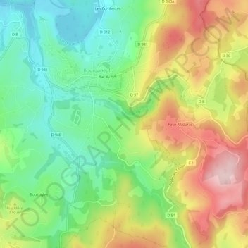 Topografische Karte Les Gouttes, Höhe, Relief