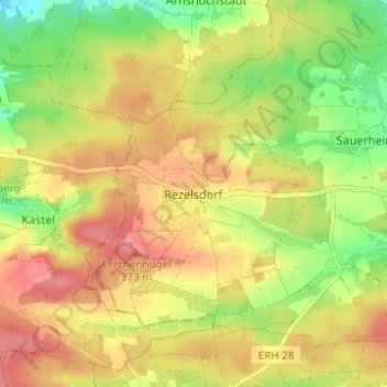 Topografische Karte Rezelsdorf, Höhe, Relief
