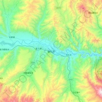Topografische Karte 循化县, Höhe, Relief