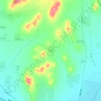 Topografische Karte 西荒, Höhe, Relief