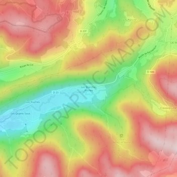 Topografische Karte Les Blanches Roches, Höhe, Relief