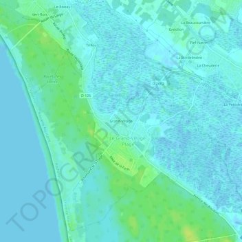 Topografische Karte Grand-Village, Höhe, Relief