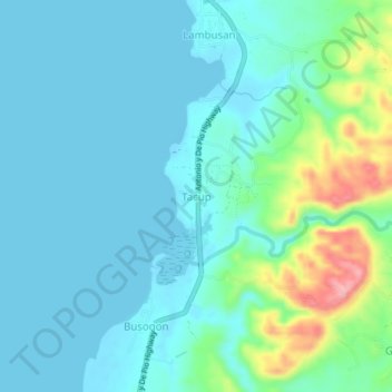 Topografische Karte Tacup, Höhe, Relief