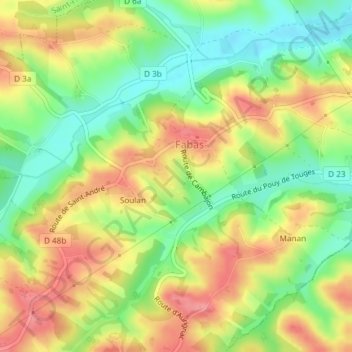 Topografische Karte La Plan, Höhe, Relief