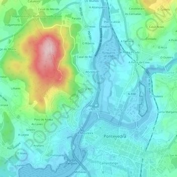 Topografische Karte O Vao, Höhe, Relief