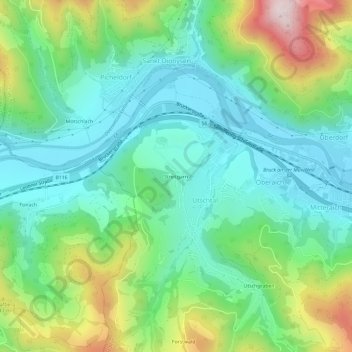 Topografische Karte Streitgarn, Höhe, Relief