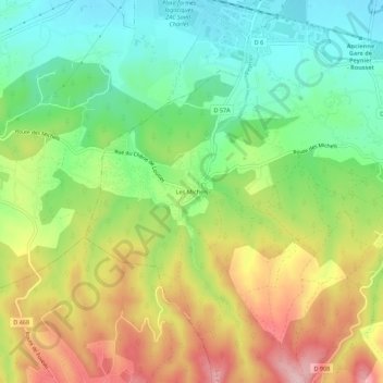 Topografische Karte Les Michels, Höhe, Relief
