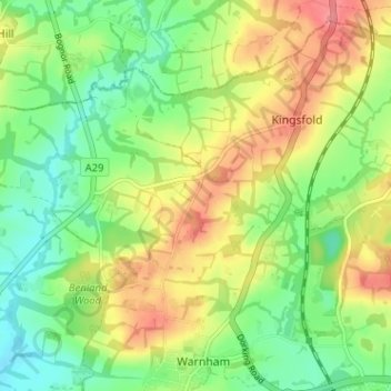Topografische Karte Winterfold, Höhe, Relief