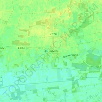 Topografische Karte Hausstette, Höhe, Relief