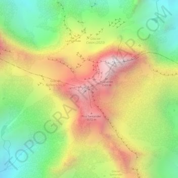 Topografische Karte Pico Simón Bolívar, Höhe, Relief