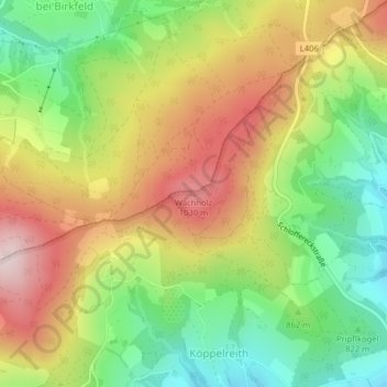 Topografische Karte Wachholz, Höhe, Relief