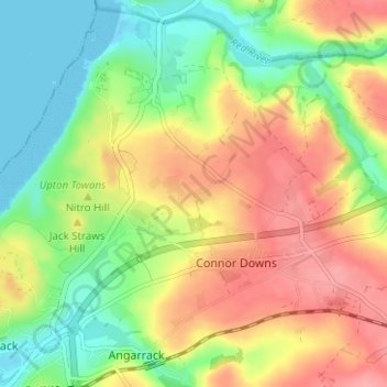 Topografische Karte Trevarnon, Höhe, Relief