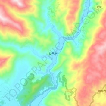 Topografische Karte 勐来乡, Höhe, Relief