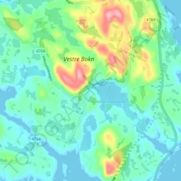 Topografische Karte Aukland, Höhe, Relief
