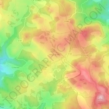 Topografische Karte Village de Miel, Höhe, Relief