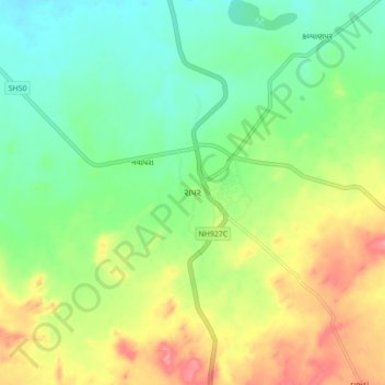 Topografische Karte Rapar, Höhe, Relief